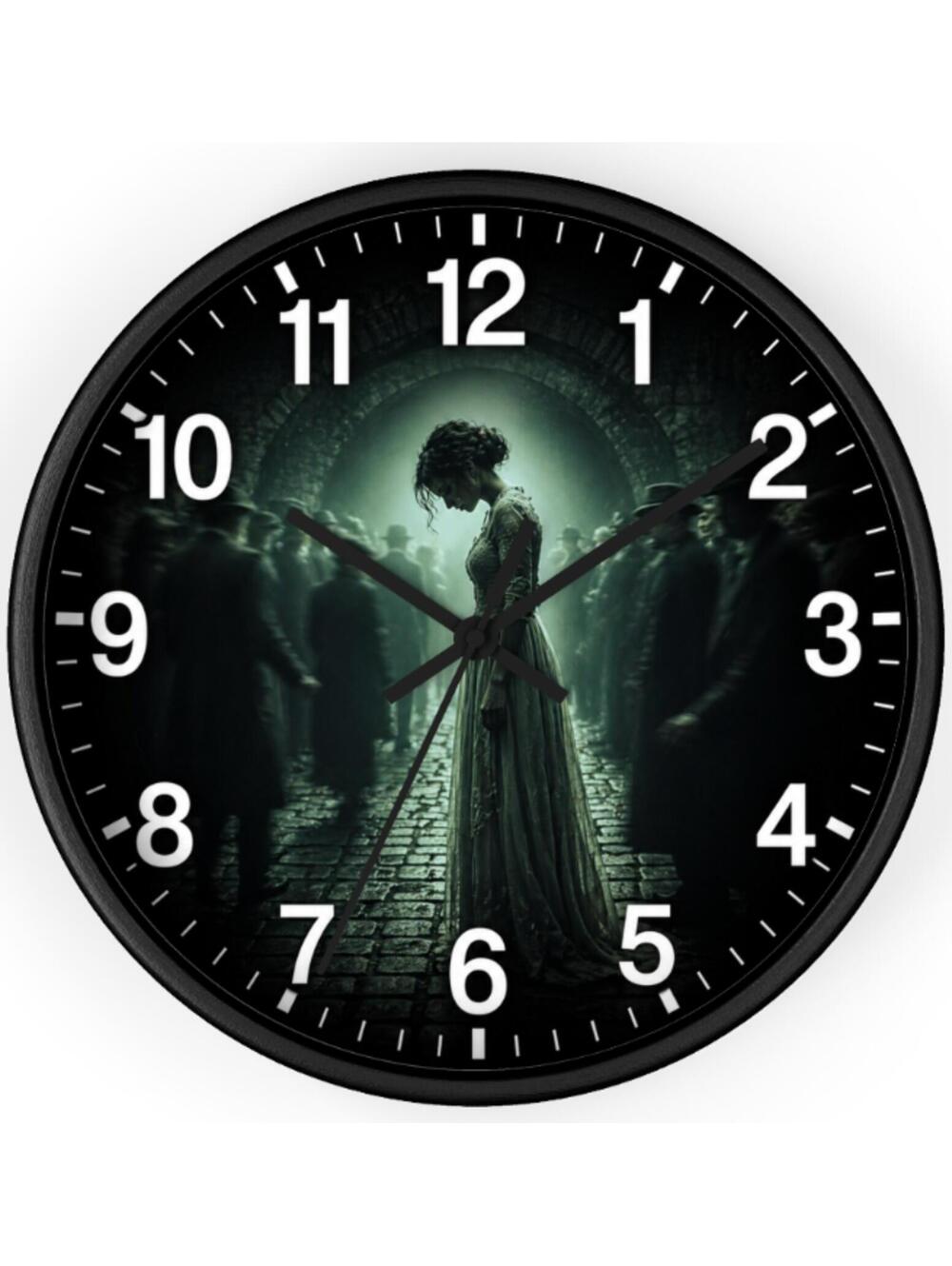 Vintage Gothic Street Wall Clock White Numbers Glow in Dark Art Decor Clock